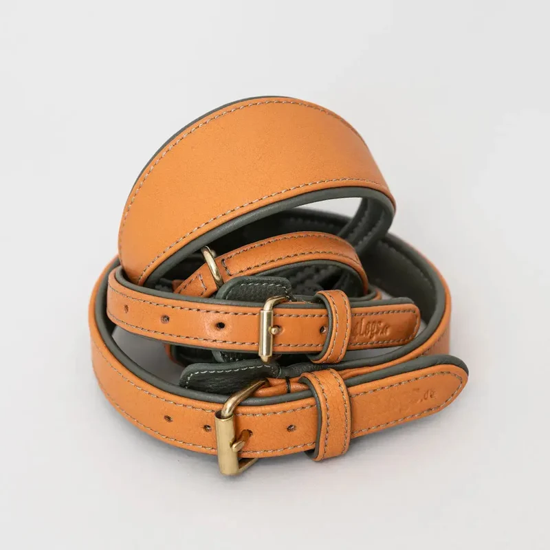 Lederhalsband „Doublé Classic“ – Orange Oliv