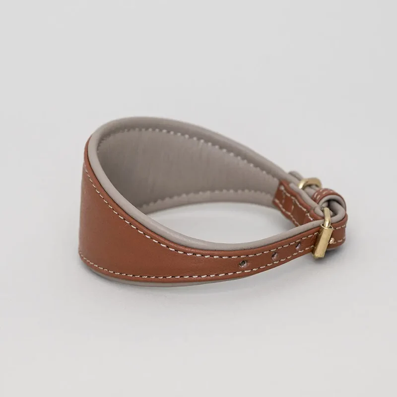 Windhund-Lederhalsband - "Doublé Greyhound" - Tan