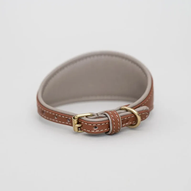 Windhund-Lederhalsband - "Doublé Greyhound" - Tan