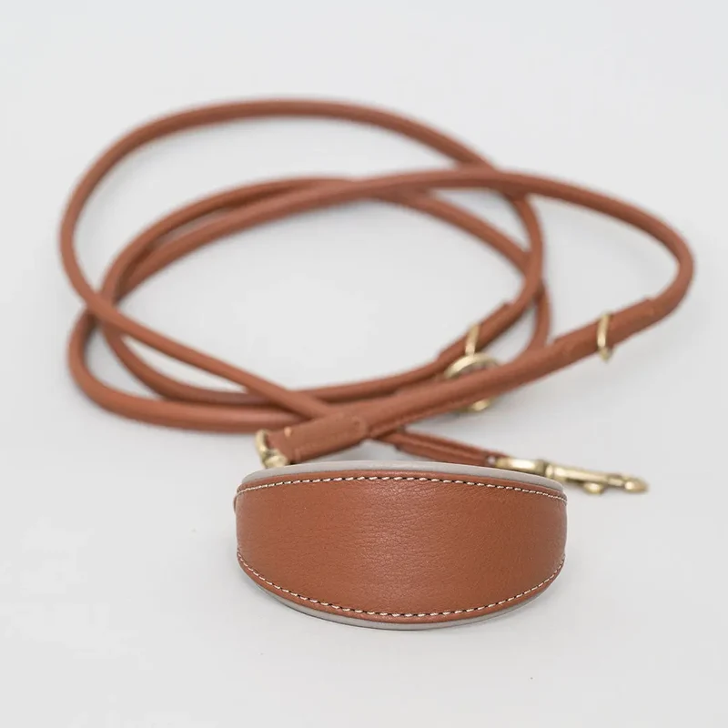 Windhund-Lederhalsband - "Doublé Greyhound" - Tan