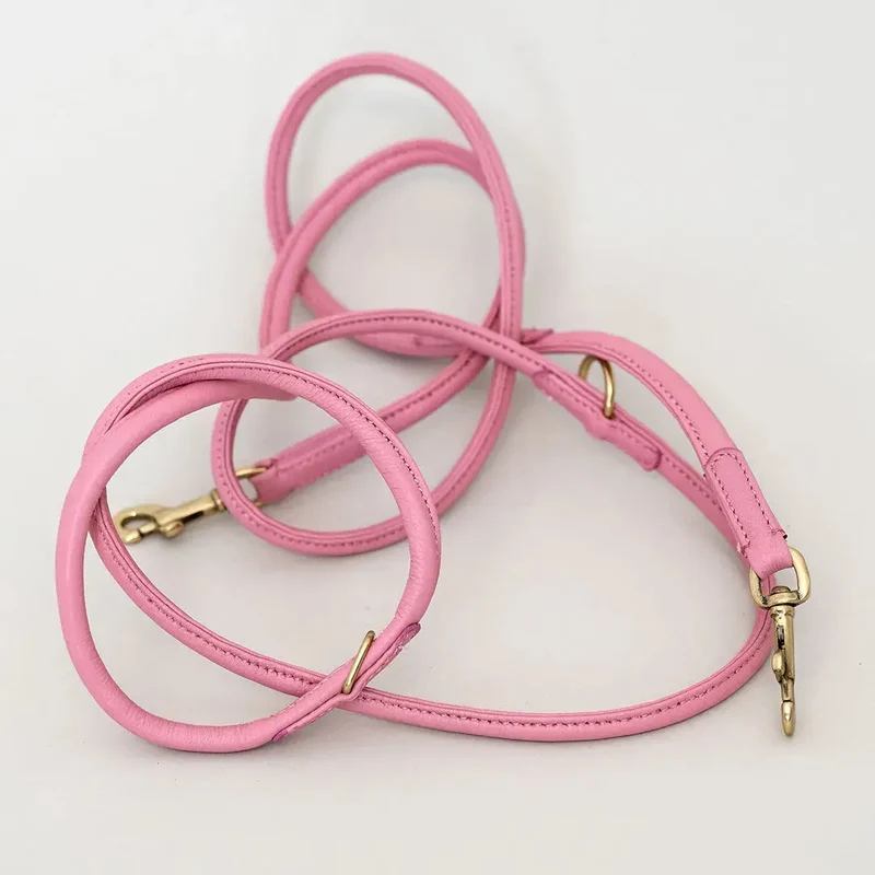 Hundeleine aus Nappaleder "Rolled Nappa" - Rose