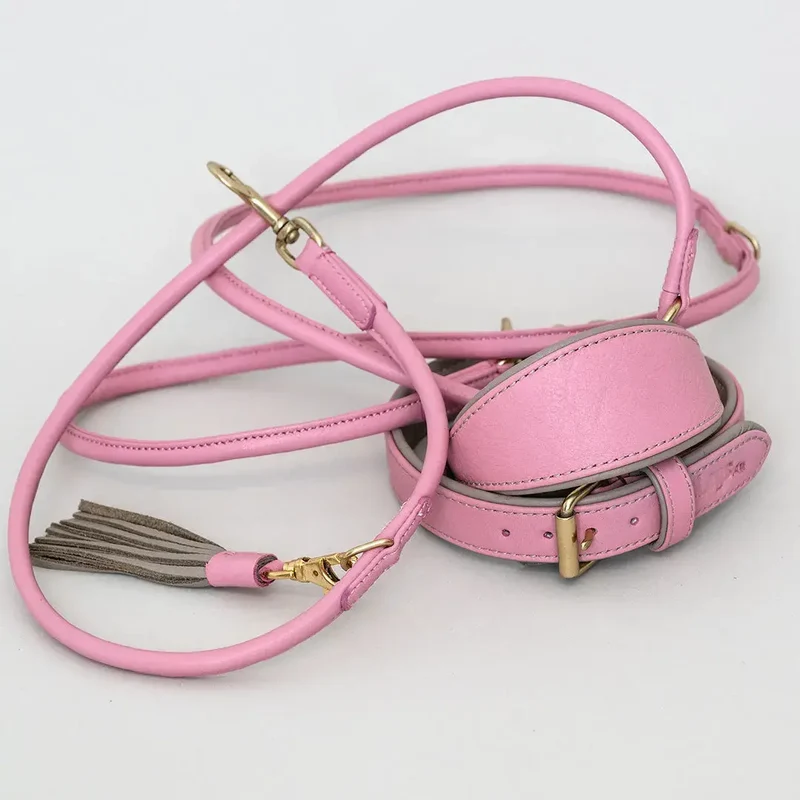 Hundeleine aus Nappaleder "Rolled Nappa" - Rose