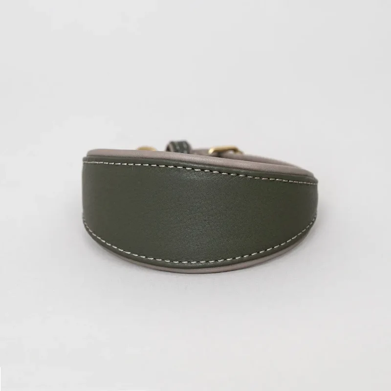 Windhund-Lederhalsband - "Doublé Greyhound" - Oliv