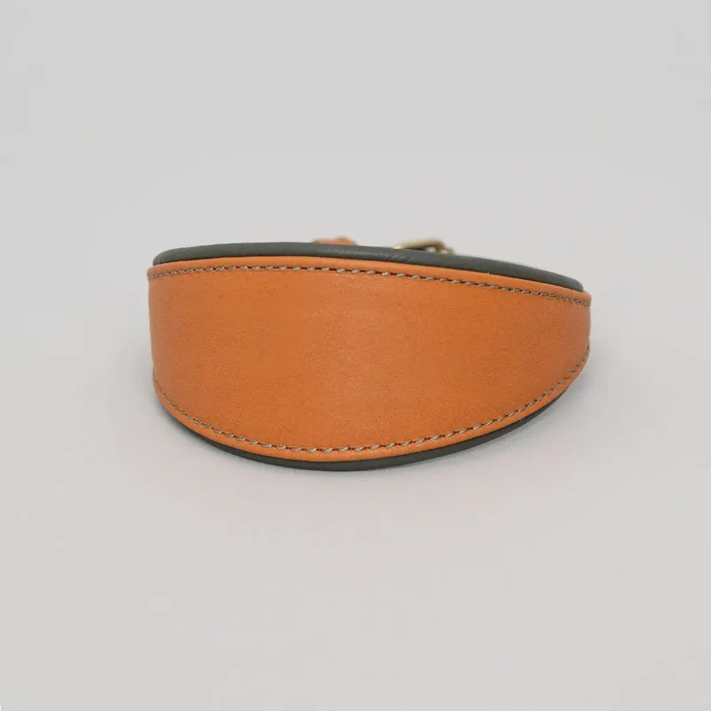 Windhund-Lederhalsband - "Doublé Greyhound" - Orange