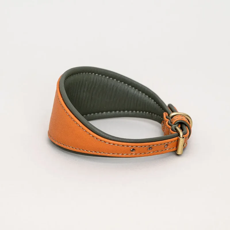 Windhund-Lederhalsband - "Doublé Greyhound" - Orange