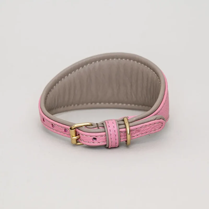 Windhund-Lederhalsband - "Doublé Greyhound" - Rose