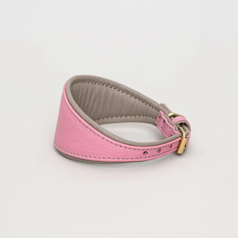 Windhund-Lederhalsband - "Doublé Greyhound" - Rose