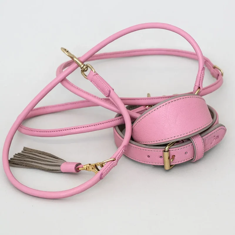Windhund-Lederhalsband - "Doublé Greyhound" - Rose