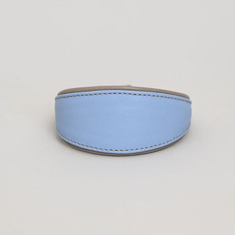 Windhund-Lederhalsband - "Doublé Greyhound" - Bleu