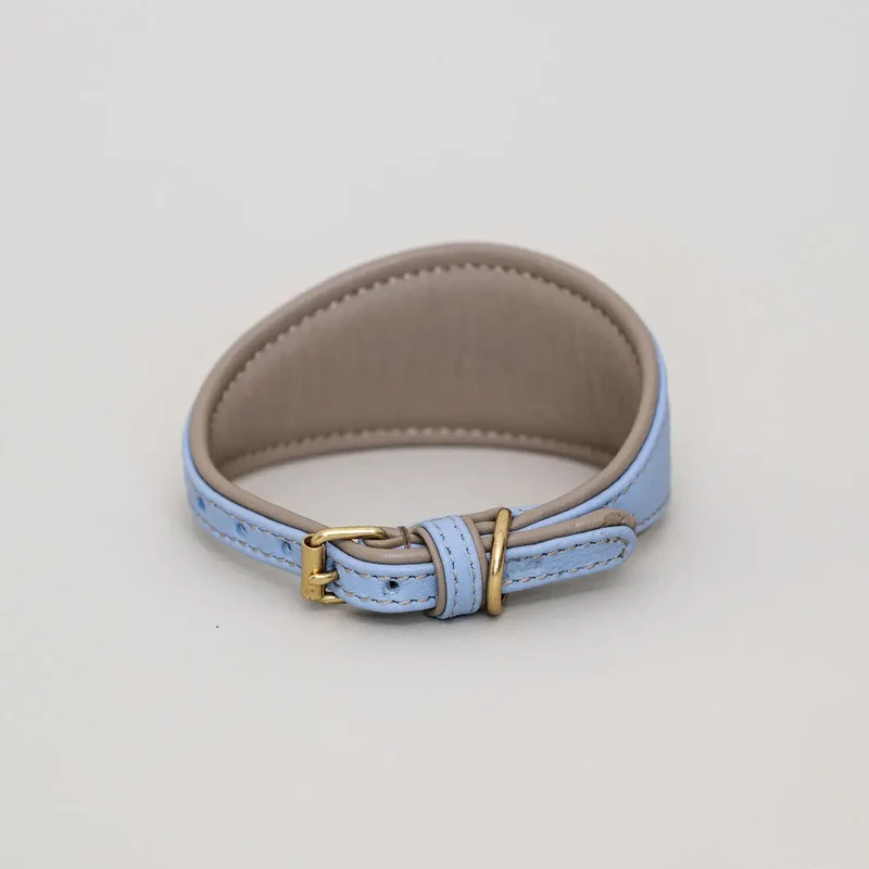 Windhund-Lederhalsband - "Doublé Greyhound" - Bleu