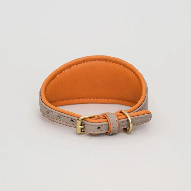 Windhund-Lederhalsband - "Doublé Greyhound" - Taupe