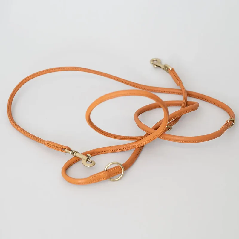 Hundeleine aus Nappaleder "Rolled Nappa" - orange
