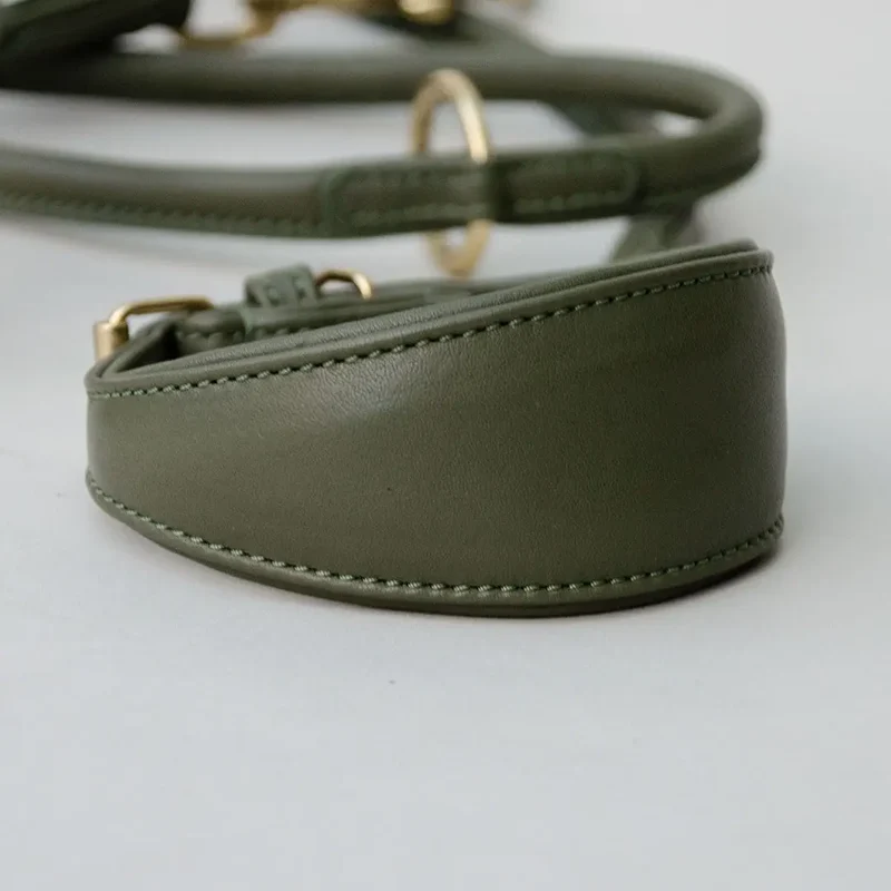 Windhund-Lederhalsband - "Nappa Greyhound" - oliv
