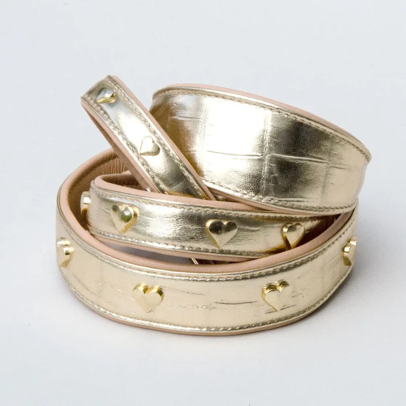 Gepolstertes Lederhalsband "Golden Glam" - Gold