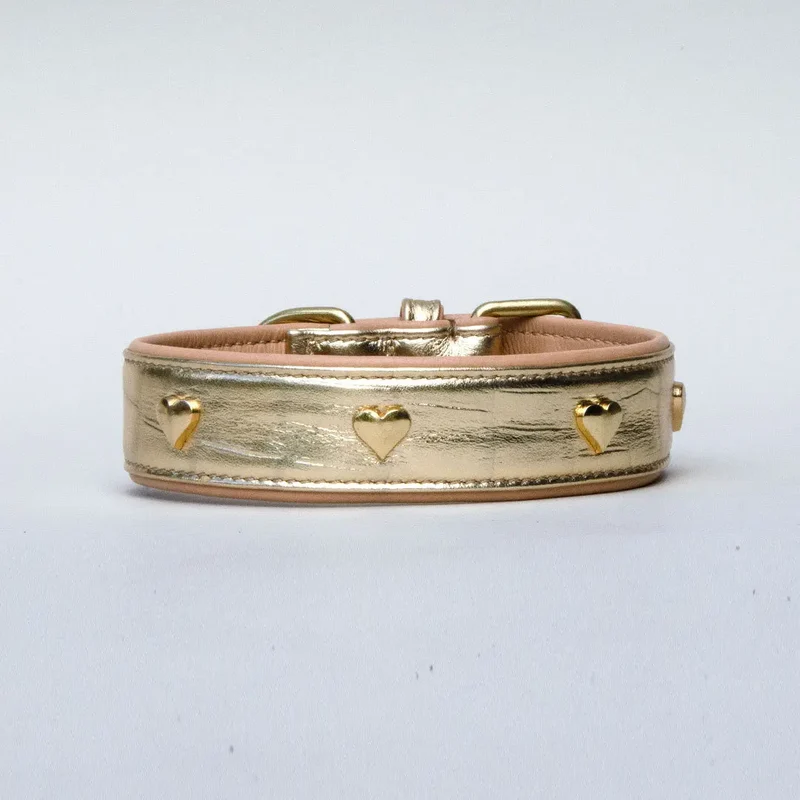 Gepolstertes Lederhalsband "Golden Glam" - Gold