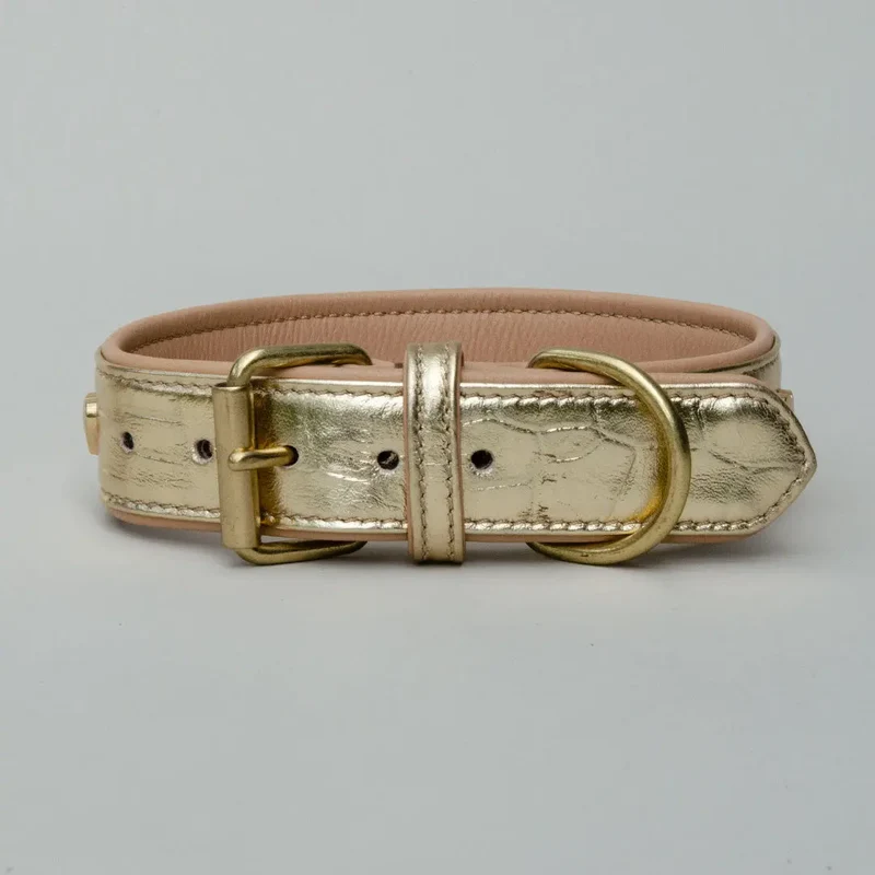 Gepolstertes Lederhalsband "Golden Glam" - Gold