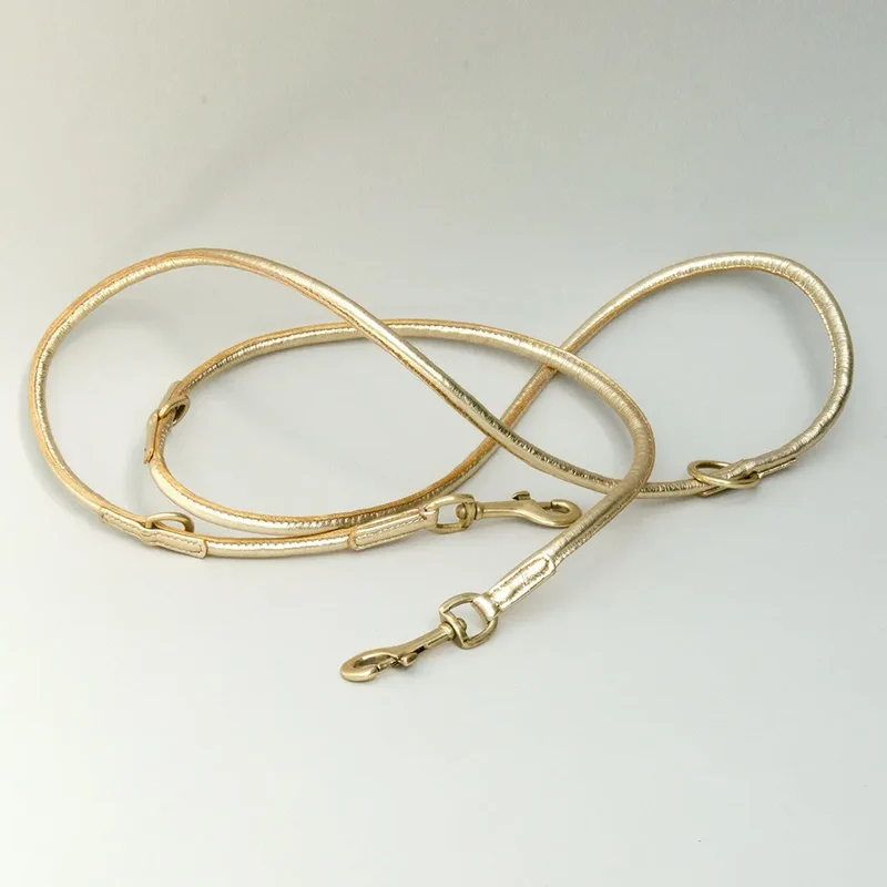 Hundeleine aus Leder "Golden Glam"