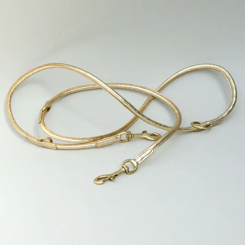Hundeleine aus Leder "Golden Glam"