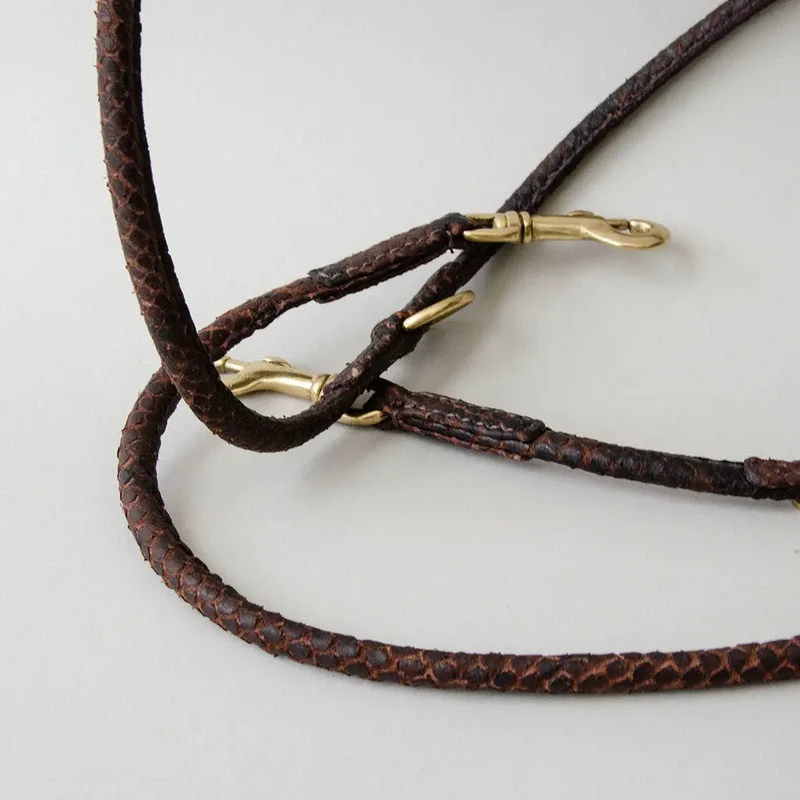 Lederleine für Hunde "Rolled Snake" DARK