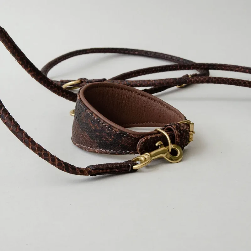 Lederhalsband "Sighthound Snake DARK" für Windhunde