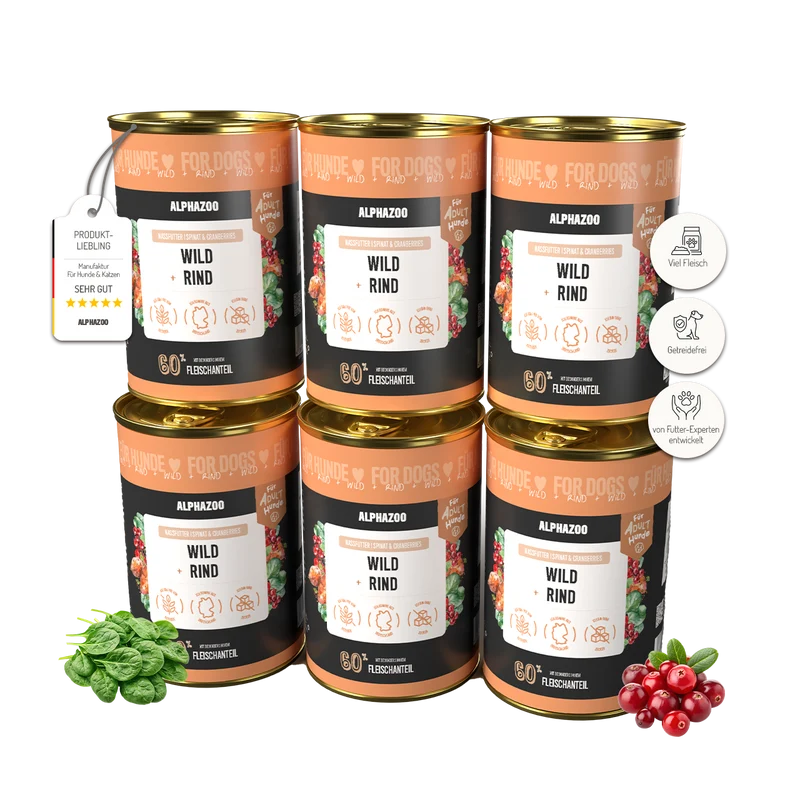 Wild + Rind Nassfutter für Adult Hunde