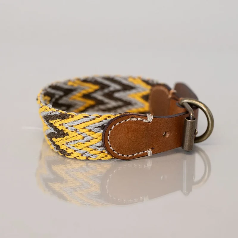Bohemian Hundehalsband -"Yellow Zikzag" - Buddys
