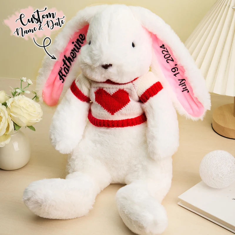 Plüschtier Hase mit gestickten Namen Geschenk für Kinder