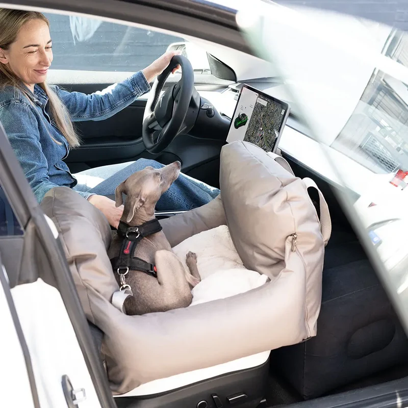 Hundeautositz „Travel Deluxe" – Taupe