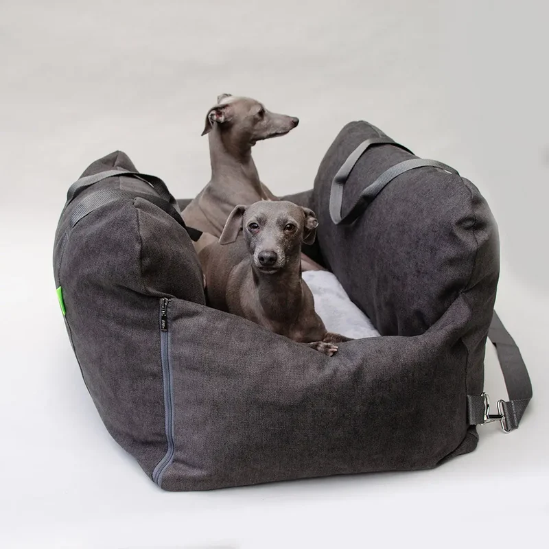 Hundeautositz „Big Flanell" – XXL Graphit