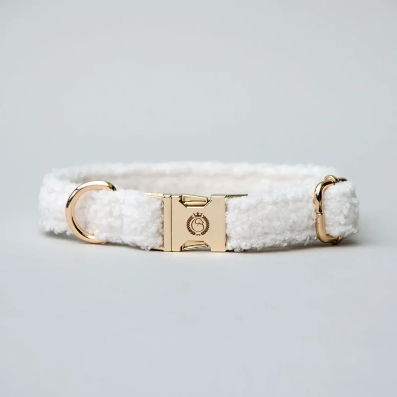 Kuscheliges Hundehalsband „Teddybaer“ -ecru
