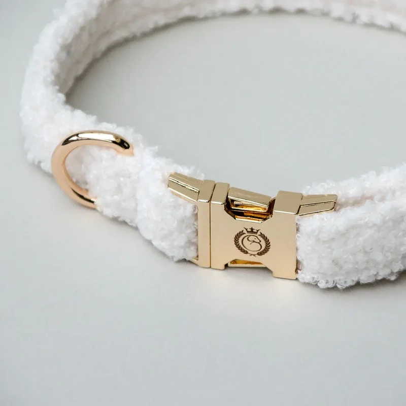 Kuscheliges Hundehalsband „Teddybaer“ -ecru