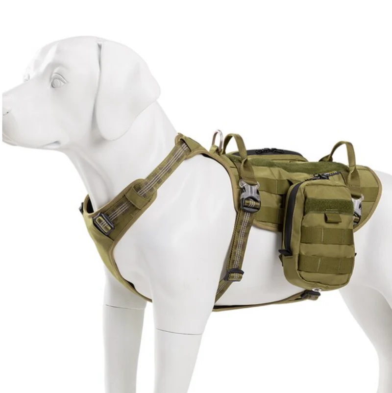 WINHYEPET 2 in 1 Military Hundegeschirr mit abnehmbaren Taschen Air-Mesh Cordura