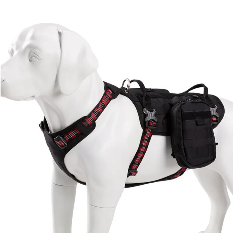 WINHYEPET 2 in 1 Military Hundegeschirr mit abnehmbaren Taschen Air-Mesh Cordura