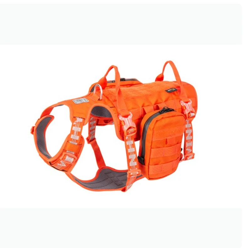 WINHYEPET 2 in 1 Military Hundegeschirr mit abnehmbaren Taschen Air-Mesh Cordura
