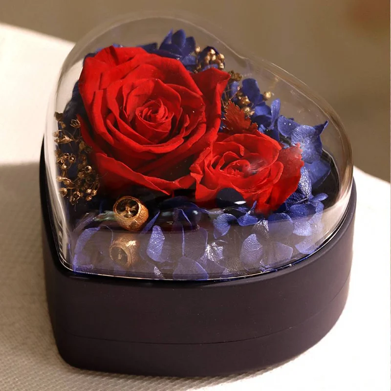 Personalisierte Rose Schmuck Herz Box mit Projektion Halskette Geschenk