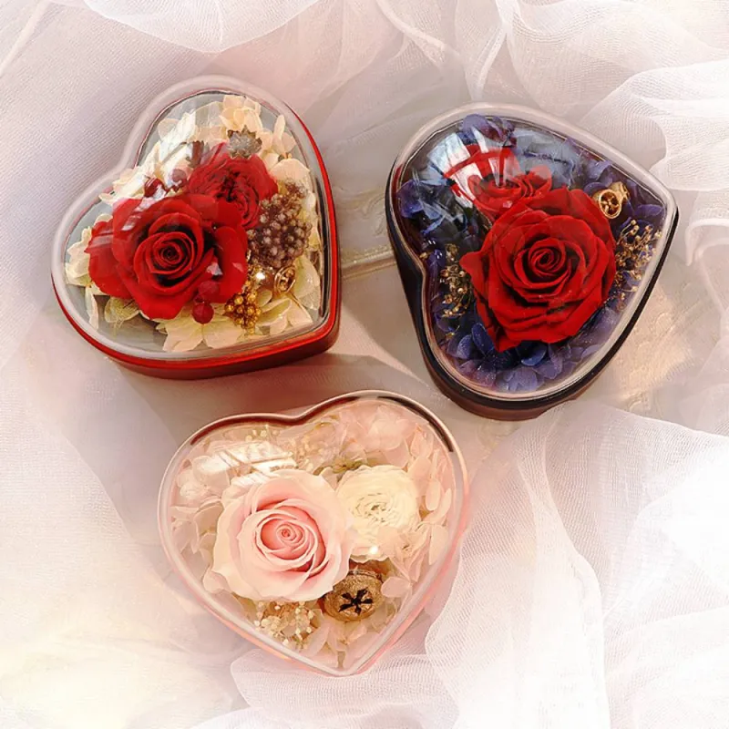 Personalisierte Rose Schmuck Herz Box mit Projektion Halskette Geschenk
