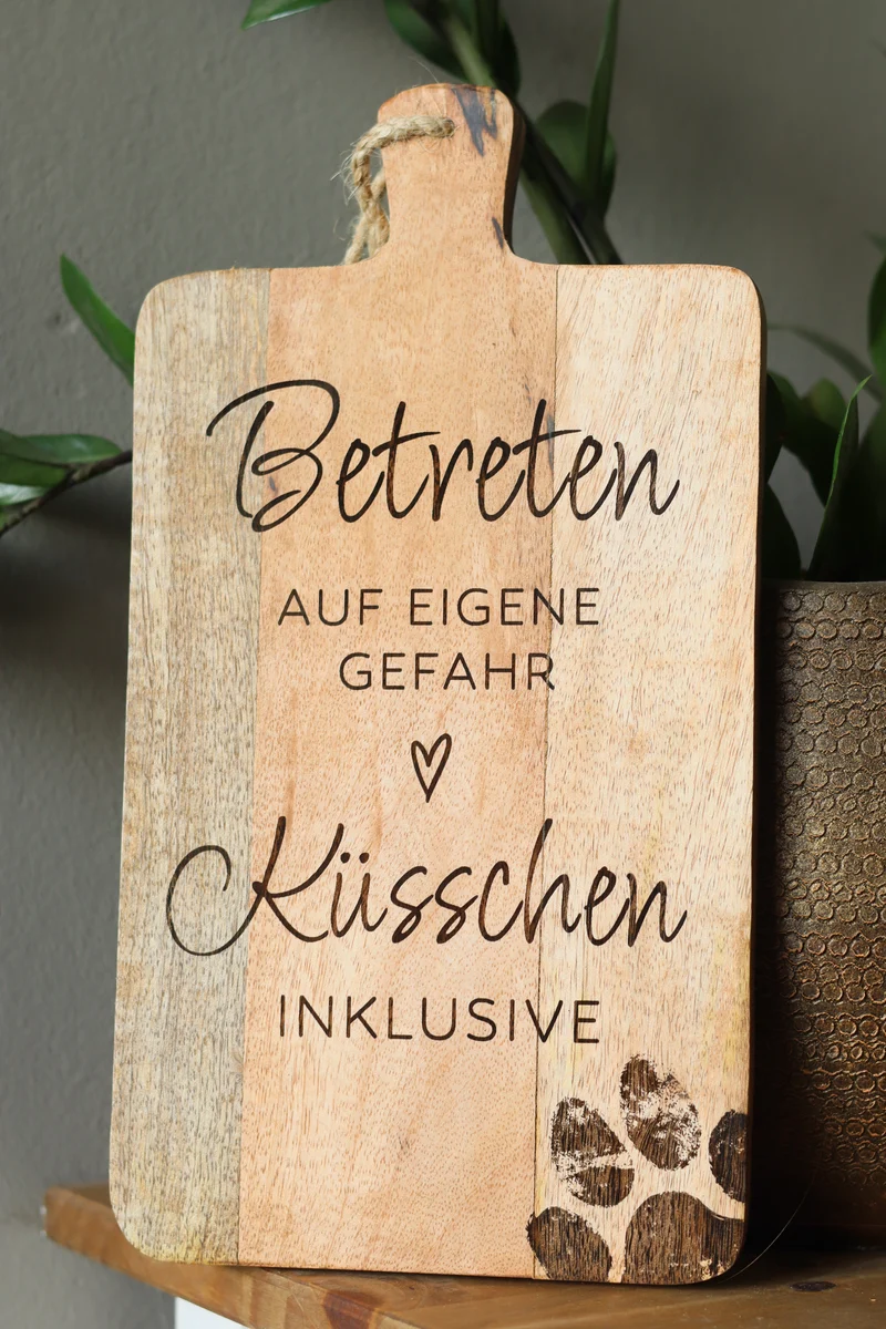 Dekobrett „Betreten auf eigene Gefahr – Küsschen inklusive“