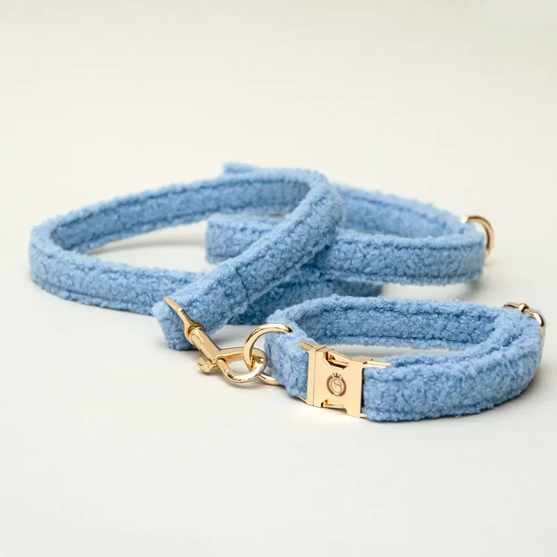 Kuschelige Hundeleine „Teddybaer“ - bleu