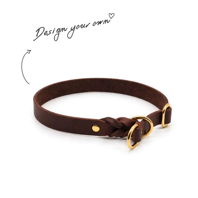 Konfigurator | Schmales Zugstopp Halsband aus Fettleder