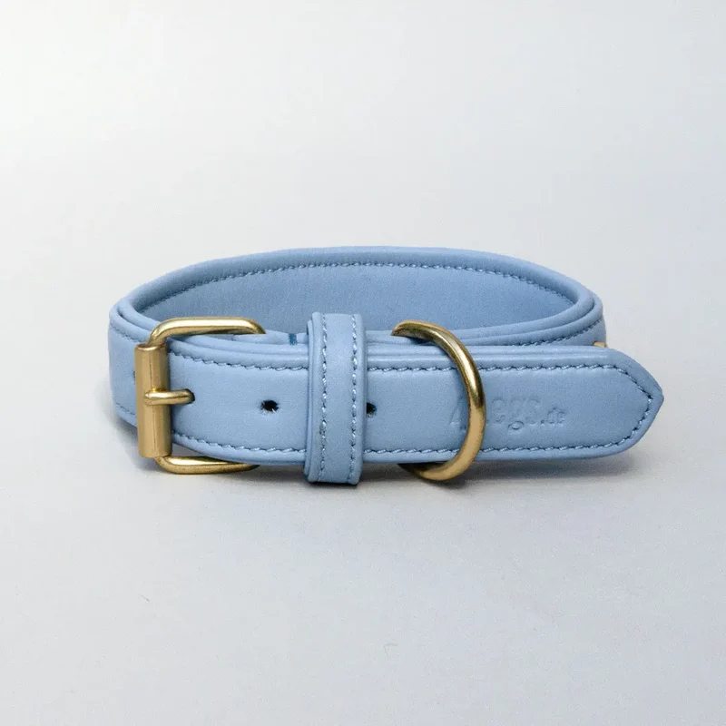 Lederhalsband mit Polsterung "Heart of Gold" - bleu