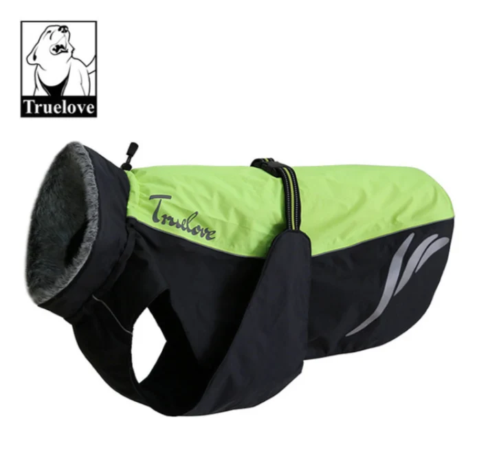 Reflektierender Hundemantel mit Fellkragen und Fleece