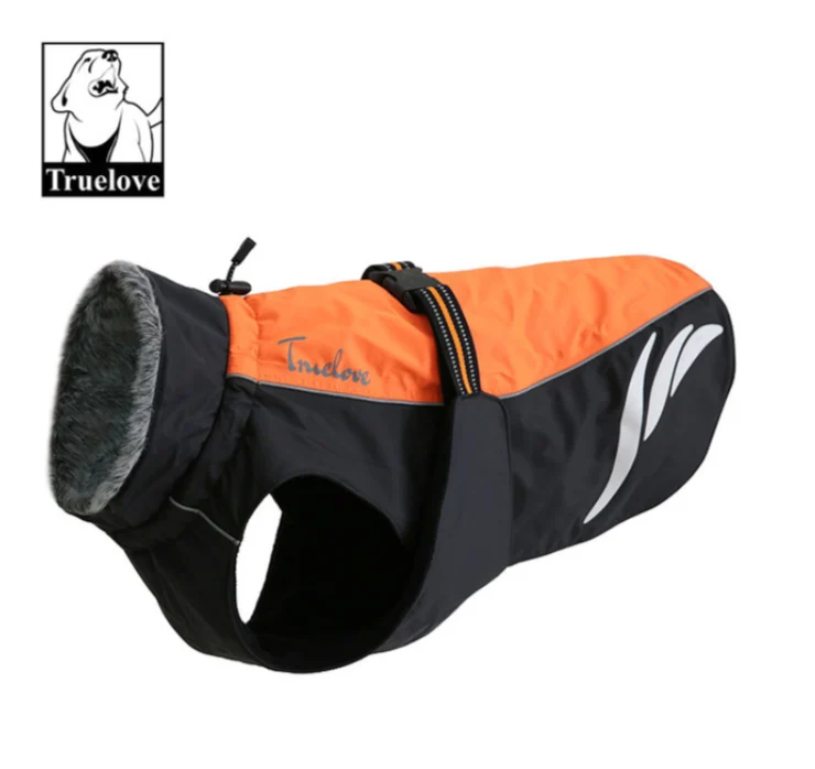 Reflektierender Hundemantel mit Fellkragen und Fleece