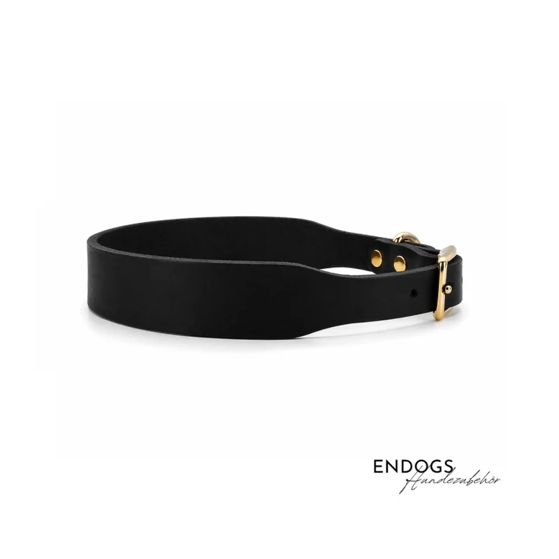 Set | Breites Halsband & Leine aus Fettleder | schwarz