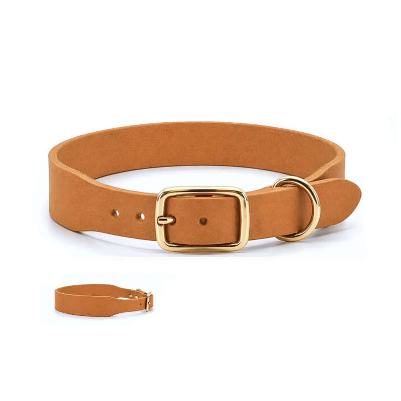 Breites Lederhalsband | cognac