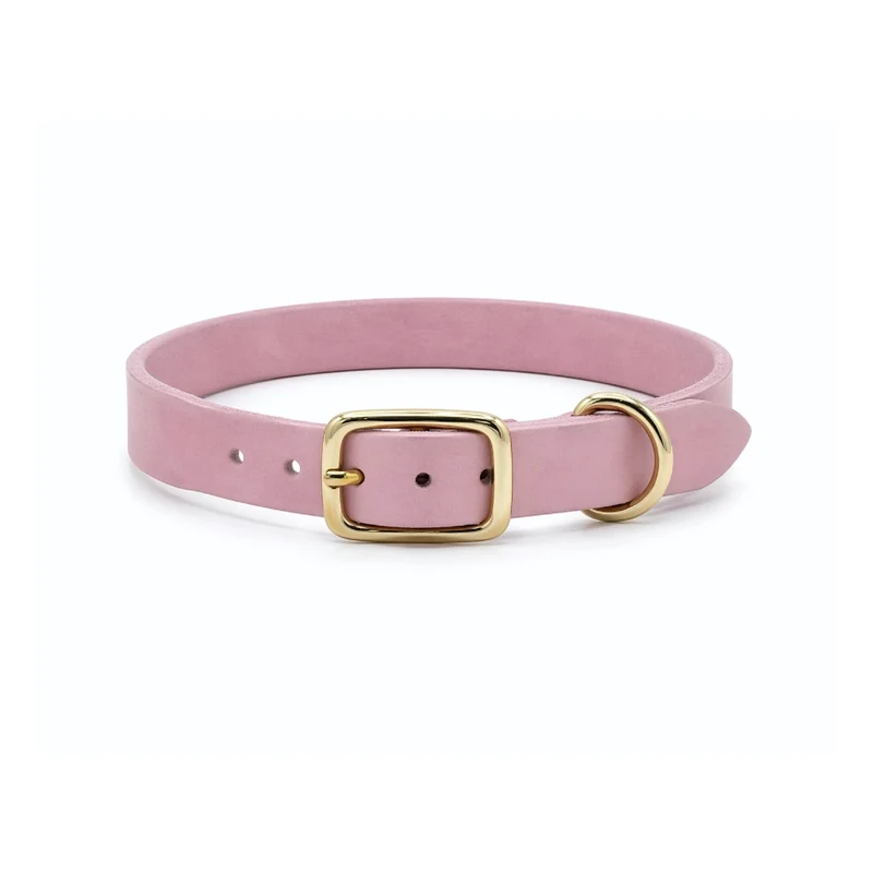 Personalisierbares schmales Halsband aus Fettleder | flieder