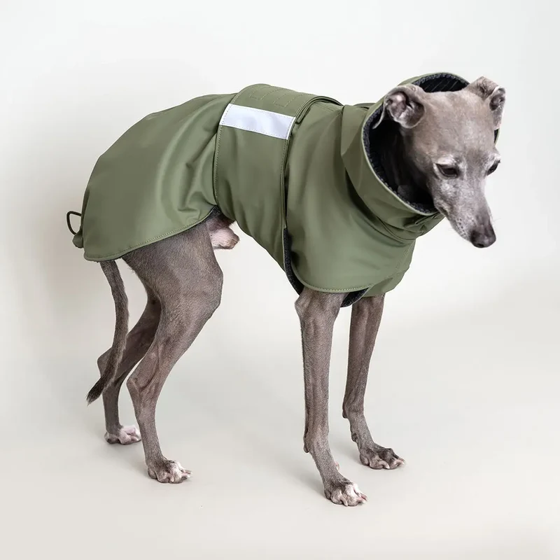 Warm gefütterter Regenmantel für Hunde "Safe From Rain" oliv