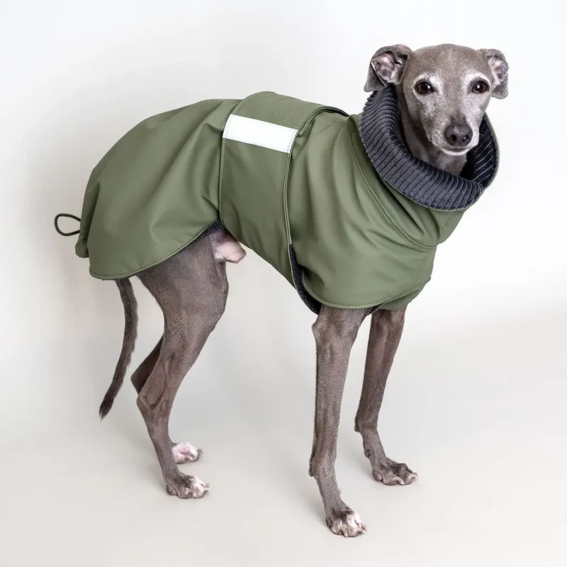 Warm gefütterter Regenmantel für Hunde "Safe From Rain" oliv