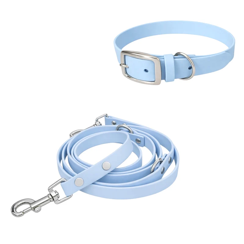 Set | Halsband & Hundeleine aus Biothane® 'Pastell blau'