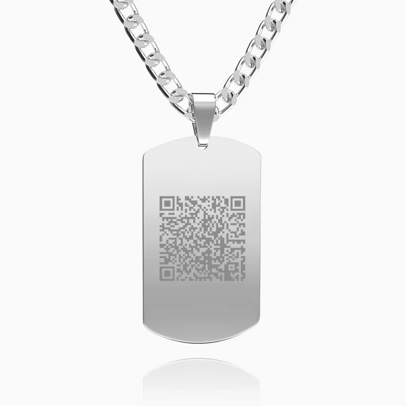Personalisierte Foto-Halskette für Männer Gravierter QR-Code