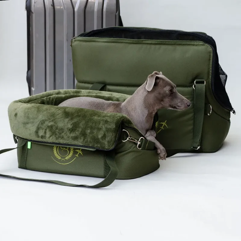 Hundeflugtasche AIR XL-LONG Lunch & Dinner – Oliv